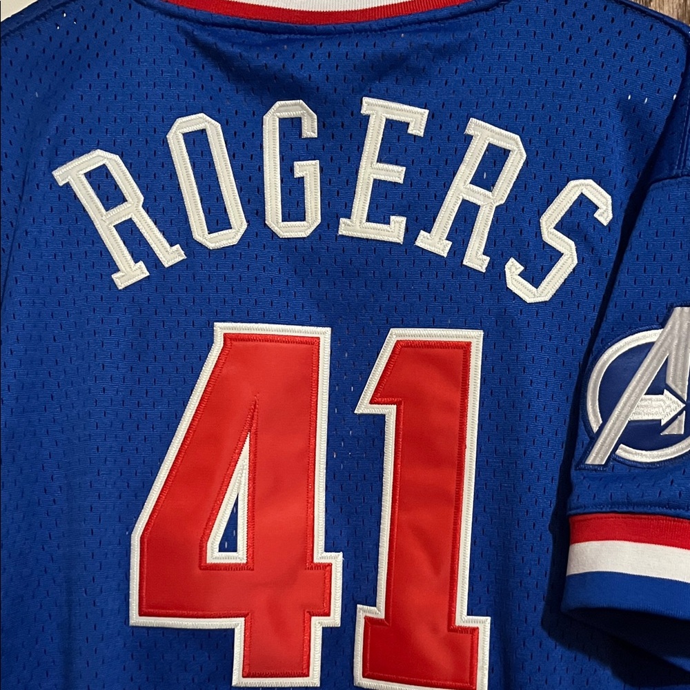Marvel Blue Jersey with White 'A' and Red Trim